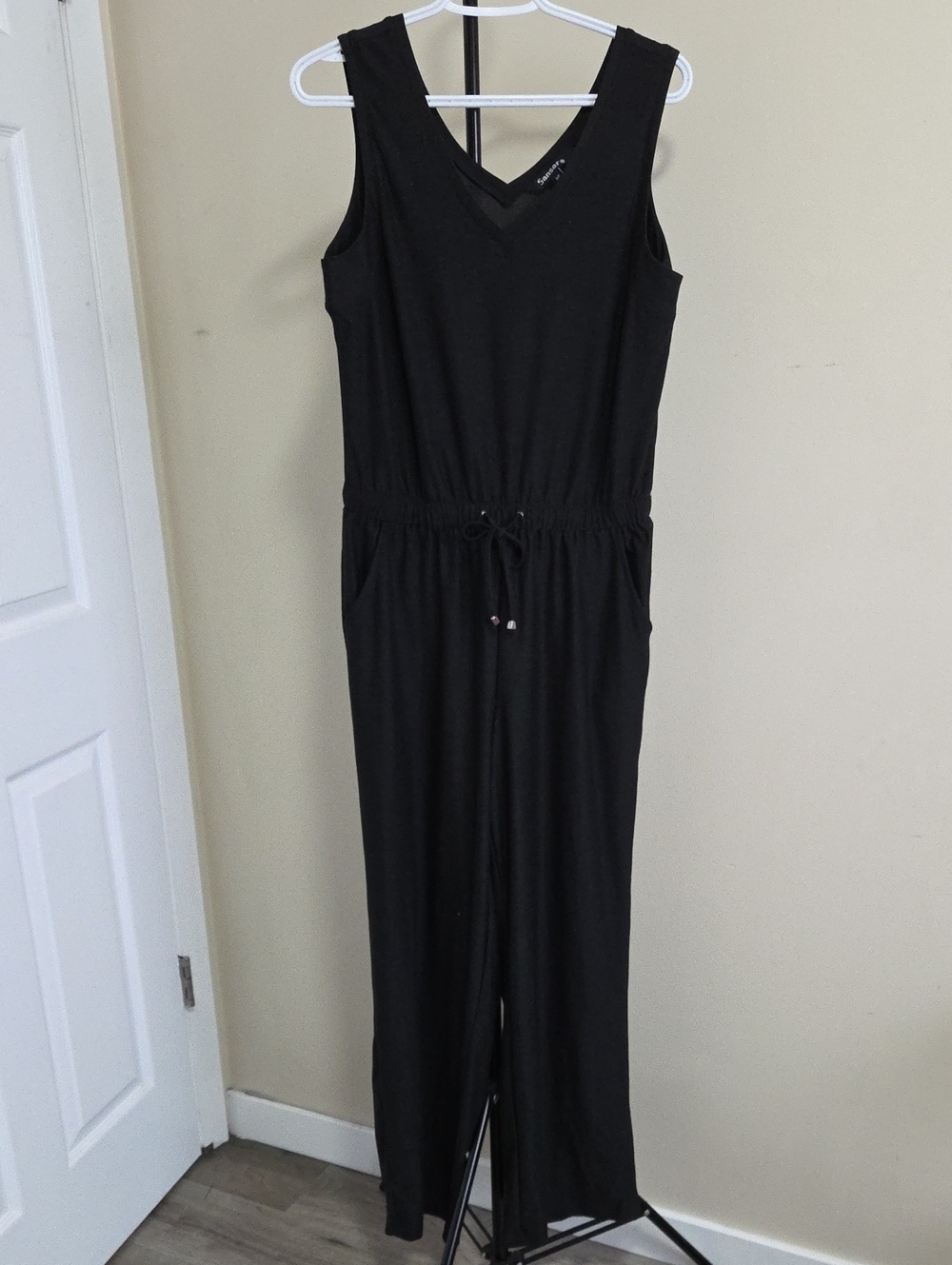 Sansara Black Sleeveless V-Neck Drawstring Jumpsuit